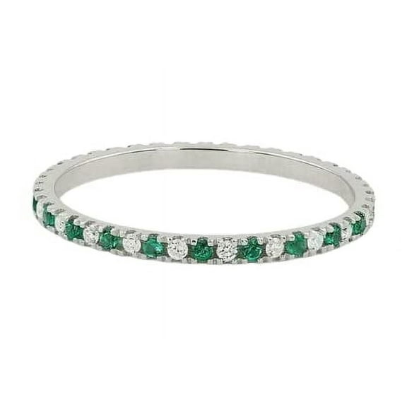 HeartsAndYou 1.2ct Natural Emerald & Diamond Full Eternity Wedding Band 14k SOLID White Gold