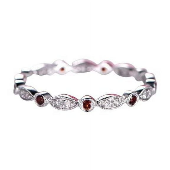 HeartsAndYou 1.2ct Natural Garnet Diamond Wedding Band Stylish Eternity 14k SOLID White Gold
