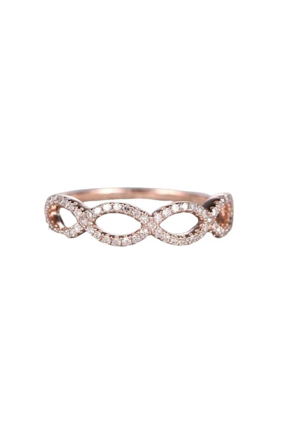 1.2ct Natural Morganite & Diamond Wedding Band Infinity 100% 14k SOLID Rose Gold