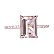 HeartsAndYou 1.2ct Natural Peach Morganite & Diamond Accent Ring 100% 14k SOLID Rose Gold
