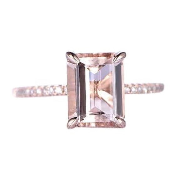 HeartsAndYou 1.2ct Natural Peach Morganite & Diamond Accent Ring 100% 14k SOLID Rose Gold