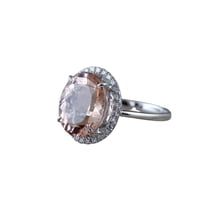 HeartsAndYou 1.2ct Natural Peach Morganite Halo Solitaire Birthday Ring 14k SOLID White Gold
