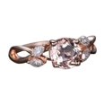thumbnail image 1 of HeartsAndYou 1.2ct Natural Peach Morganite Leaf Accent Engagement Ring 14k SOLID Rose Gold, 1 of 9