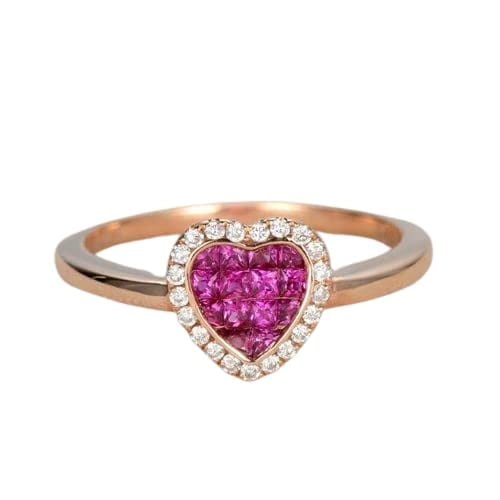 HeartsAndYou 1.2ct Natural Pink Ruby Engagement Ring 14k SOLID Rose Gold Halo Heart Shape
