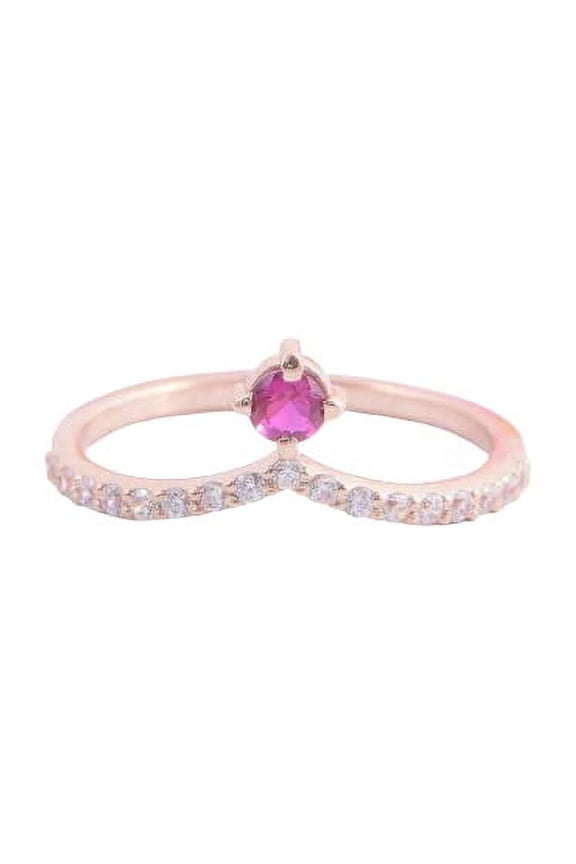 1.2ct Natural Ruby & Diamond Engagement Ring Curved Shape 14k SOLID Rose Gold