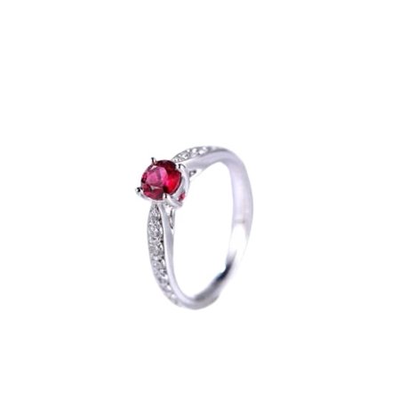 HeartsAndYou 1.2ct Natural Ruby Diamond Ring Solitaire with Accent 100% 14k SOLID White Gold