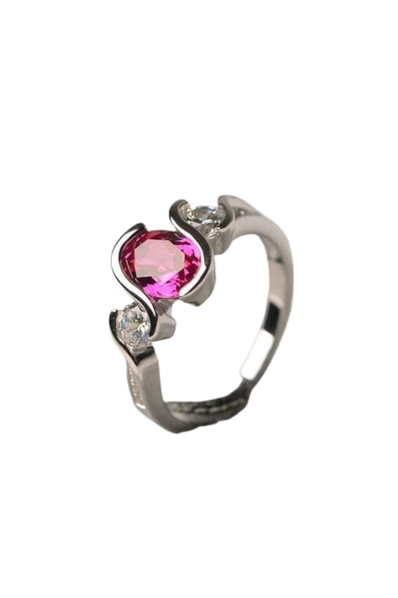 1.2ct Natural Ruby Diamond Wave Design Trilogy Accent Ring 14k SOLID White Gold