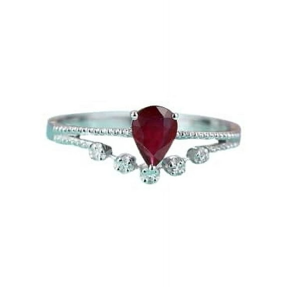 HeartsAndYou 1.2ct Natural Ruby & Diamond Wedding Band Curved Stackable 14k SOLID White Gold