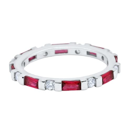 HeartsAndYou 1.2ct Natural Ruby Diamond Wedding Band Eternity Stackable 14k SOLID White Gold