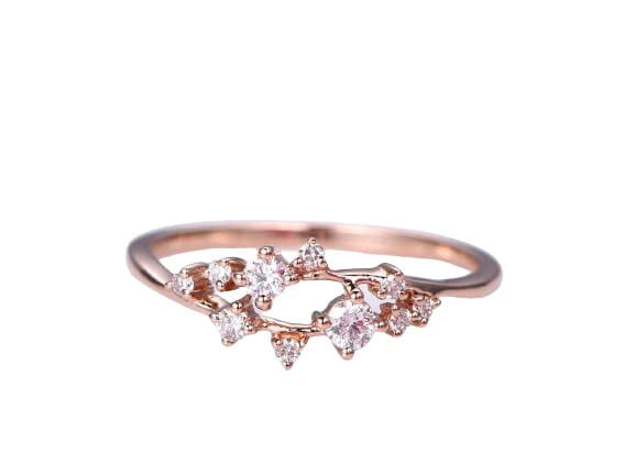 HeartsAndYou 1.2ct Round Cut Moissanite Engagement Ring for Women Floral Cluster 18k Rose Gold Over Silver