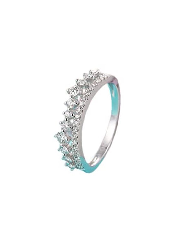 1.2ct Round Cut Moissanite Engagement Ring for Women Princess Crown Tiara 18k White Gold Over Silver