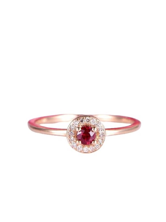 1.2ct Round Natural Pink Ruby & Diamond Ring Halo Solitaire 14k Solid Rose Gold