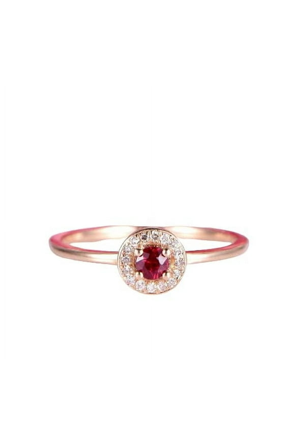 1.2ct Round Natural Pink Ruby & Diamond Ring Halo Solitaire 14k SOLID Rose Gold