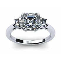 HeartsAndYou 1.3ct Asscher Cut Moissanite Three Stone Engagement Ring for Women 18k White Gold Over Silver For Women Stylish