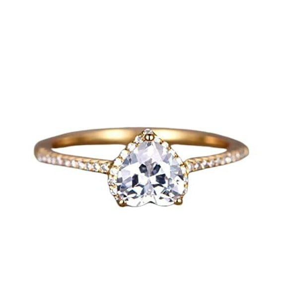 HeartsAndYou 1.3ct Engagement Ring for Women Heart Cut Moissanite Halo Design 18k Yellow Gold Over Silver