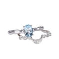thumbnail image 1 of HeartsAndYou 1.3ct Natural Blue Aquamarine Bridal Set Engagement Ring 14k SOLID White Gold, 1 of 9