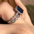 thumbnail image 1 of HeartsAndYou 1.3ct Natural Blue Sapphire Bridal Set Engagement Ring 100% 14k SOLID White Gold, 1 of 8