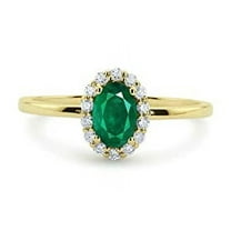 HeartsAndYou 1.3ct Natural Green Emerald & Diamond Halo Ring 100% REAL 14k SOLID Yellow Gold