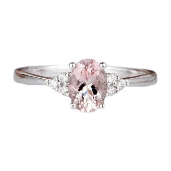 HeartsAndYou 1.3ct Natural Peach Morganite & Diamond Ring Accent 100% 14k SOLID White Gold