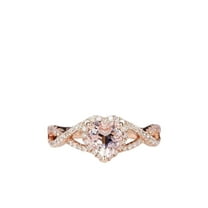 HeartsAndYou 1.3ct Natural Peach Morganite Engagement Ring 14k SOLID Rose Gold Halo Infinity