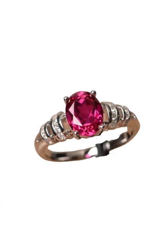 1.3ct Natural Pink Ruby Fancy Solitaire Engagement Ring 14k SOLID White Gold