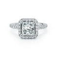 thumbnail image 1 of HeartsAndYou 1.3ct Princess Cut Moissanite Accent Halo Engagement Ring for Women 18k White Gold over Silver, 1 of 5