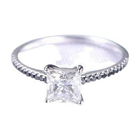 HeartsAndYou 1.3ct Princess Cut Moissanite Accents with Solitaire Ring 18k White Gold Over Silver