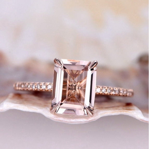 HeartsAndYou 1.43ct Natural Peach Morganite Solitaire Engagement Ring 14k SOLID Rose Gold