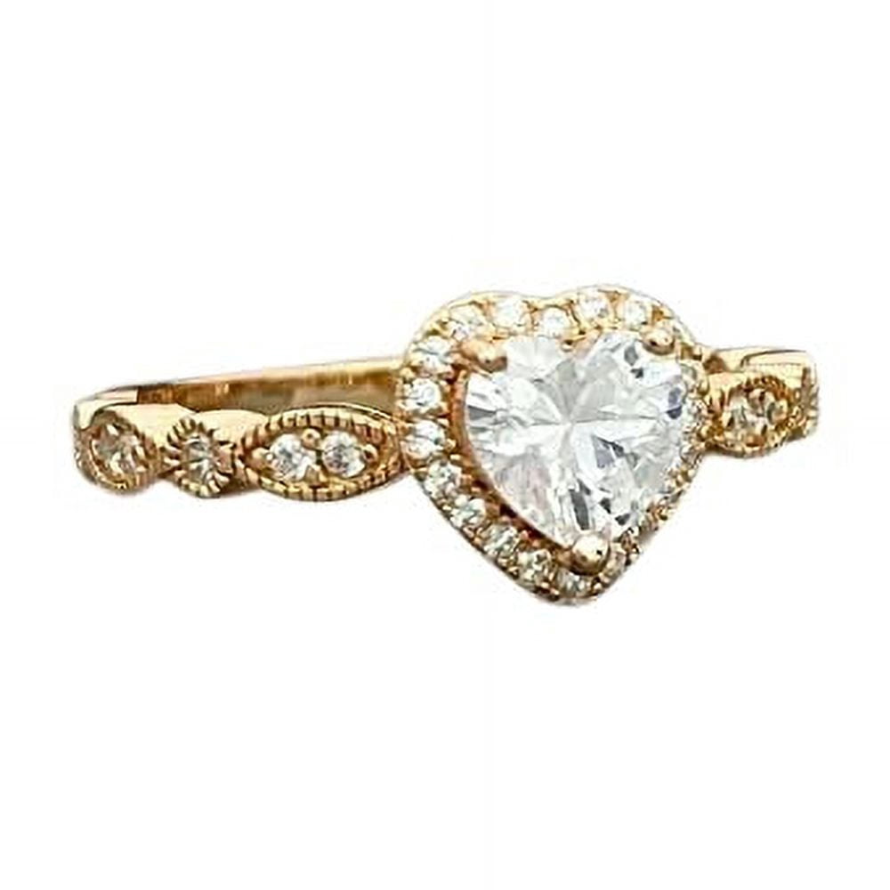 HeartsAndYou 1.4ct Engagement Ring for Women Heart Cut Moissanite Halo Design 18k Yellow Gold Over Silver