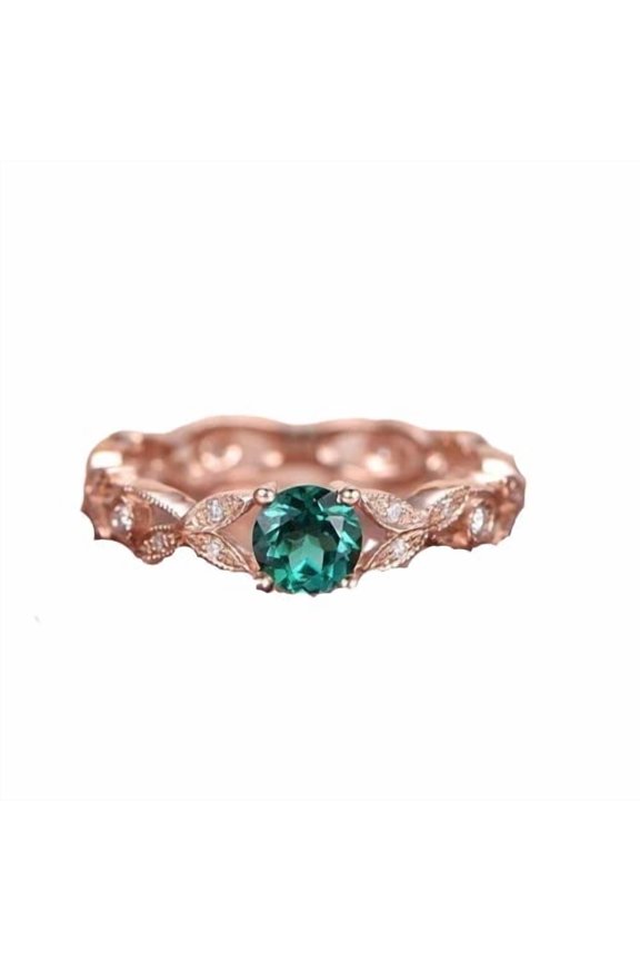 1.4ct Natural Green Emerald Stylish Floral Engagement Ring 14k SOLID Rose Gold