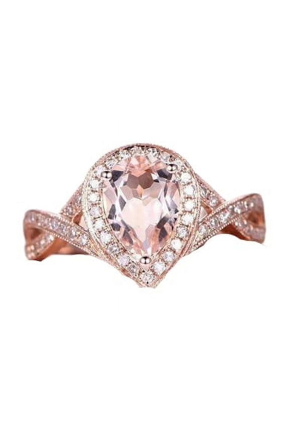 1.4ct Natural Peach Morganite Split Shank Engagement Ring 14k SOLID Rose Gold