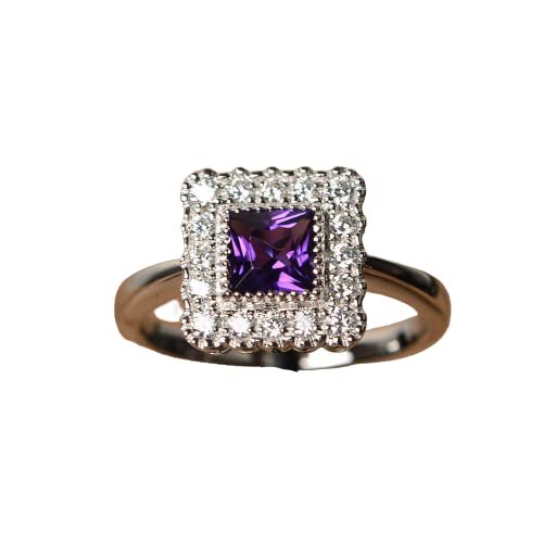 HeartsAndYou 1.4ct Natural Purple Amethyst Halo Engagement Ring 100% 14k SOLID White Gold