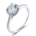 thumbnail image 1 of HeartsAndYou 1.4ct Round Cut Moissanite Engagement Ring for Women Halo Solitaire 18k White Gold Over Silver, 1 of 8