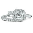 thumbnail image 1 of HeartsAndYou 1.5ct Asscher Cut Moissanite Engagement Ring for Women Halo Bridal Set 18k White Gold Over Silver, 1 of 6