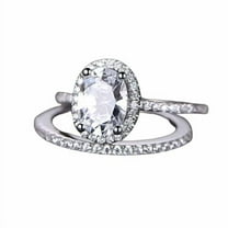 HeartsAndYou 1.5ct Engagement Ring for Women Oval Cut Moissanite Bridal Set Halo 18k White Gold Over Silver