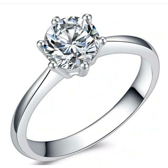 HeartsAndYou 1.5ct Engagement Ring for Women Round Cut Moissanite Solitaire Design 18k White Gold Over Silver