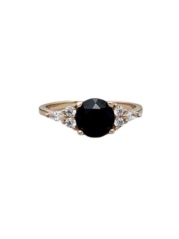 1.5ct Engagement Ring for Women Round Cut Moissanite Solitaire Petite 18k Yellow Gold Over Silver
