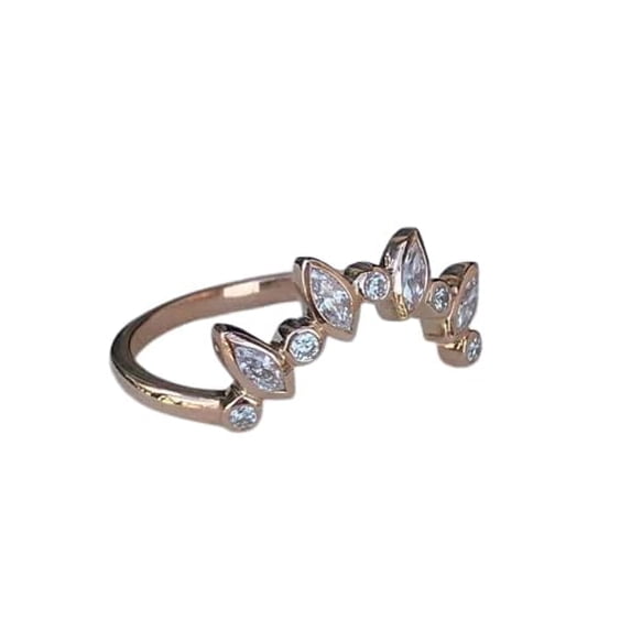 HeartsAndYou 1.5ct Marquise Cut Moissanite Engagement Ring for Women Curved Crown 18k Rose Gold Over Silver
