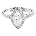 thumbnail image 1 of HeartsAndYou 1.5ct Marquise Cut Moissanite Halo Solitaire Engagement Ring for Women 18k White Gold Over Silver, 1 of 7