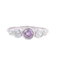 thumbnail image 1 of HeartsAndYou 1.5ct Natural Amethyst & Diamond Five Stone Bezel Set Ring 14k SOLID White Gold, 1 of 9