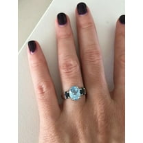 HeartsAndYou 1.5ct Natural Aquamarine & Diamond Trilogy Engagement Ring 14k SOLID White Gold