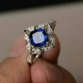 thumbnail image 1 of HeartsAndYou 1.5ct Natural Blue Sapphire Engagement Ring 14k SOLID White Gold Floral Women, 1 of 8