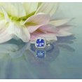 thumbnail image 1 of HeartsAndYou 1.5ct Natural Blue Tanzanite Engagement Ring 100% 14k SOLID White Gold Halo, 1 of 8