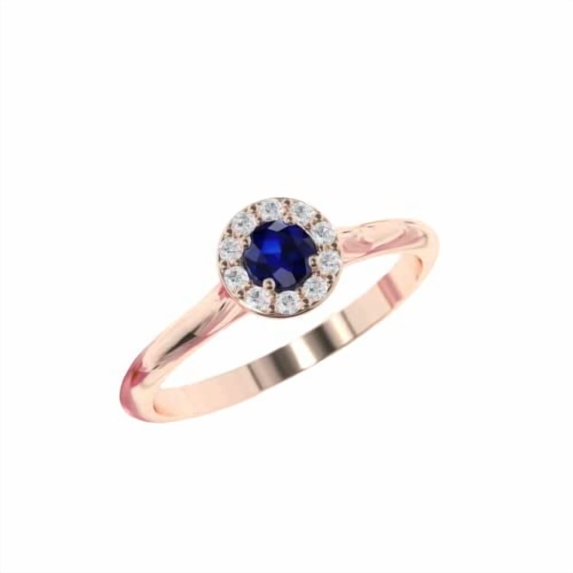 HeartsAndYou 1.5ct Natural Brilliant Cut Sapphire Engagement Ring 14k SOLID Rose Gold Halo