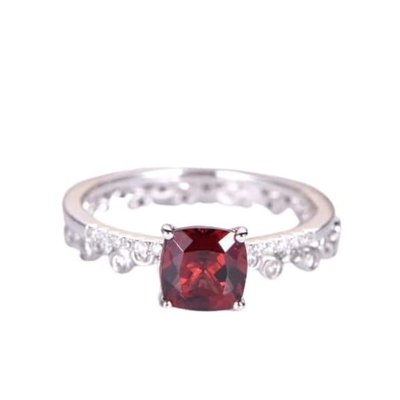 HeartsAndYou 1.5ct Natural Garnet & Diamond Engagement Ring Bridal Set 14k SOLID White Gold