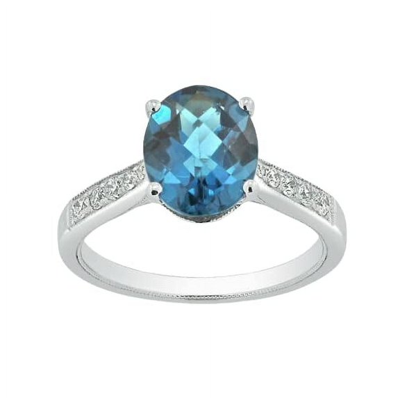 HeartsAndYou 1.5ct Natural London Blue Topaz Solitaire Engagement Ring 14k SOLID White Gold