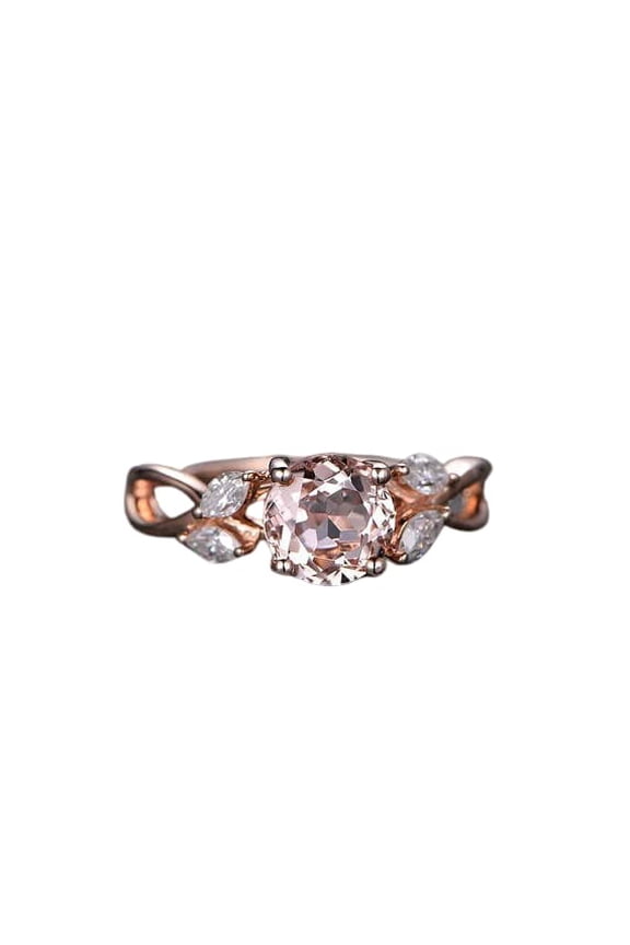 1.5ct Natural Morganite & Diamond Leaf Vine Split Shank Ring 14k SOLID Rose Gold