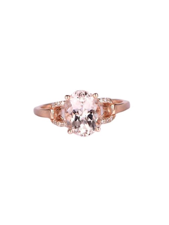 1.5ct Natural Morganite & Diamond Split Band Solitaire Ring 14k SOLID Rose Gold