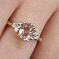 HeartsAndYou 1.5ct Natural Morganite Petite Accents Solitaire Ring 100% 14k SOLID Yellow Gold