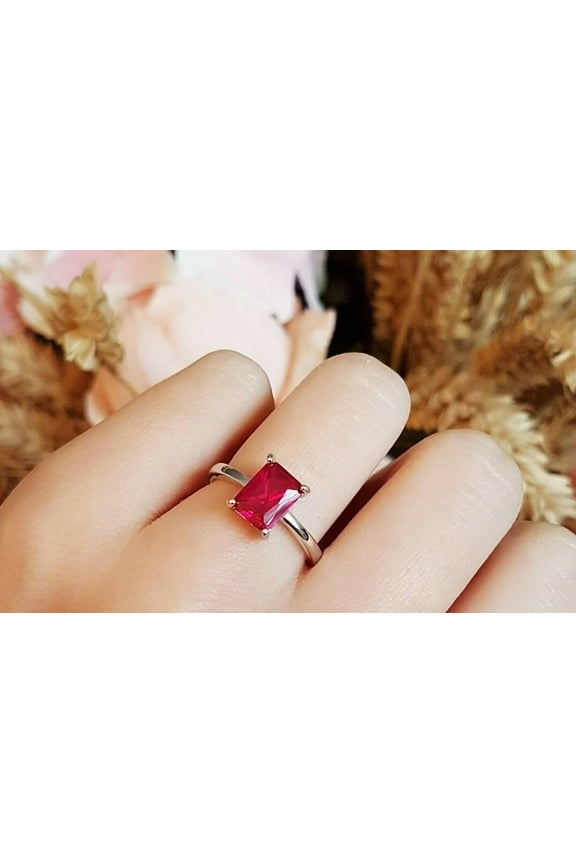 1.5ct Natural Pink Ruby Engagement Ring 100% 14k SOLID White Gold Solitaire